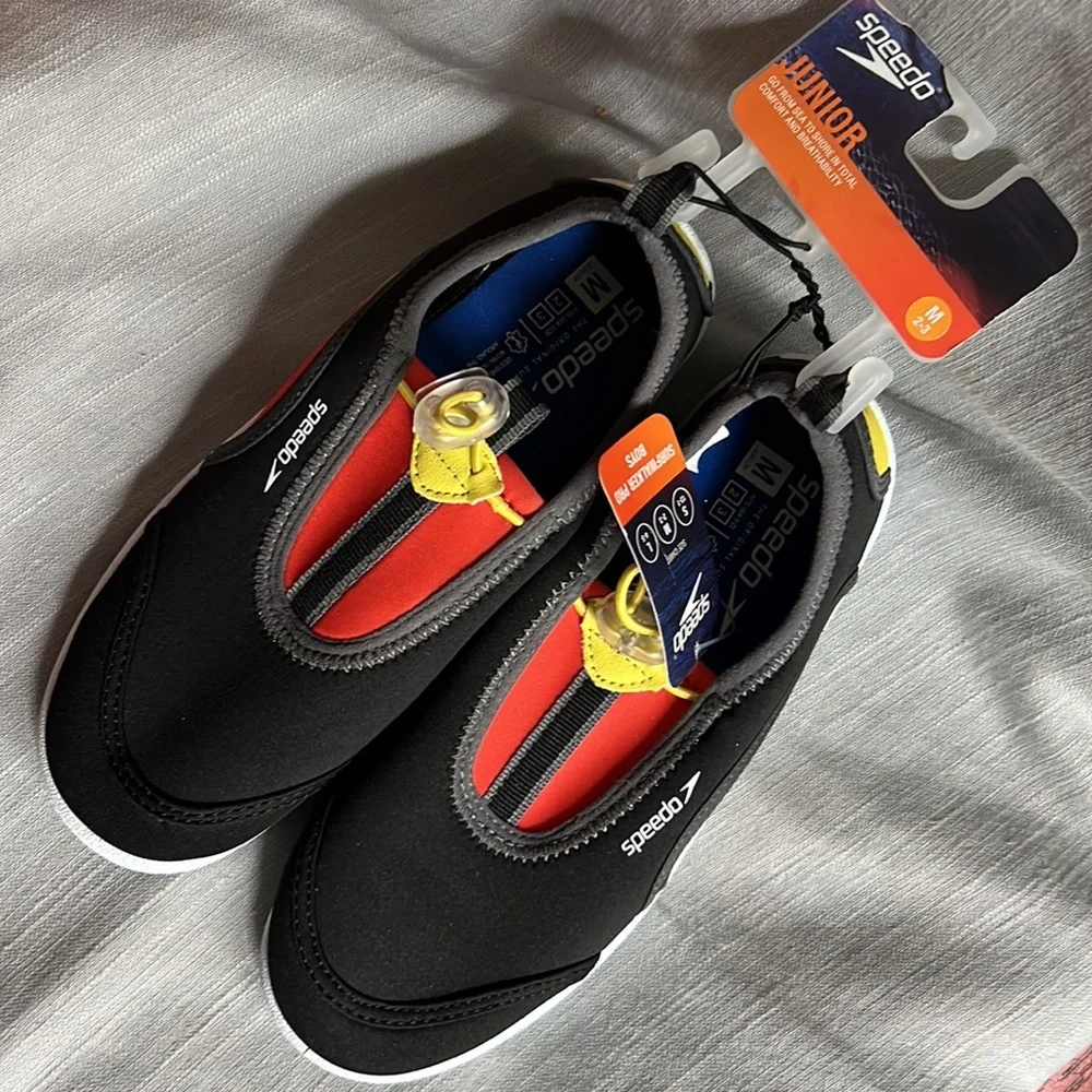 Speedo Boy's Junior Surfwalker Water Shoes - Black-Steel Gray